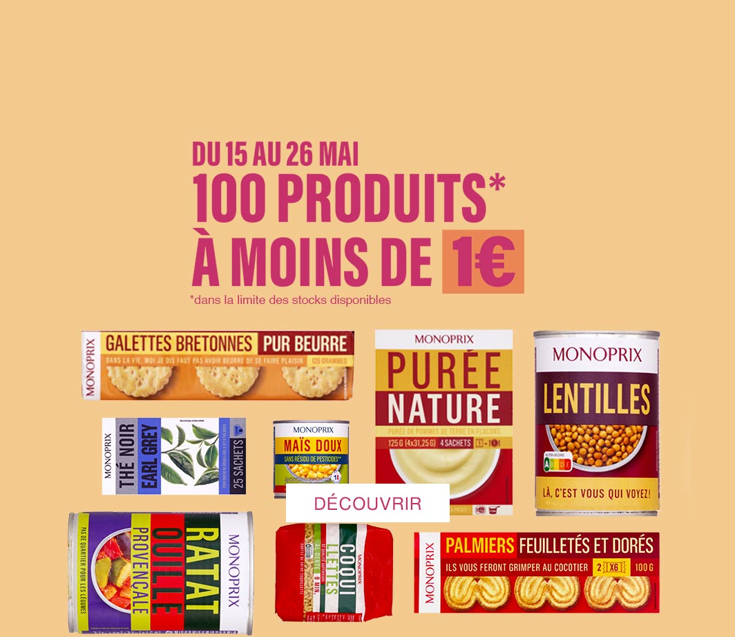 Tabloïde de Mai 100 PRODUITS A MOINS DE 1€ 1 Page de catégorie de produits