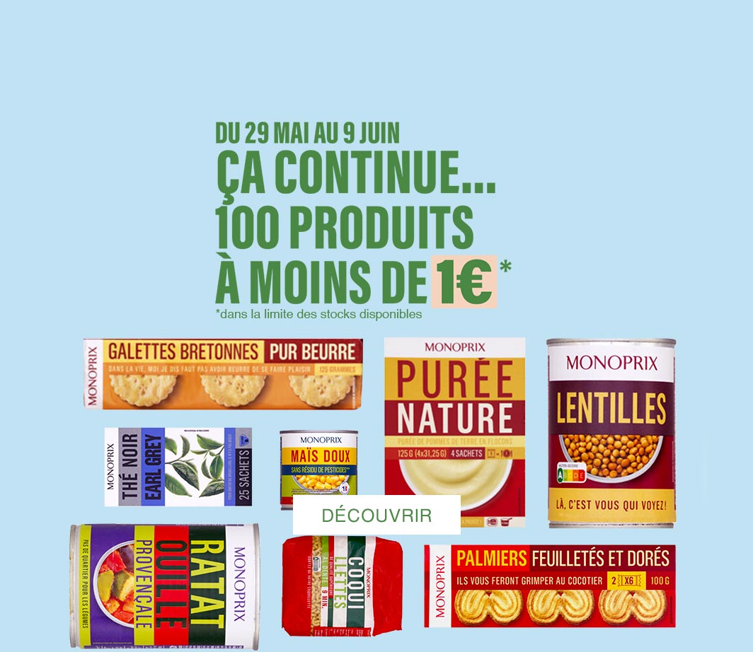 Tabloïde de juin 100 PRODUITS A MOINS DE 1€  Page de catégorie de produits