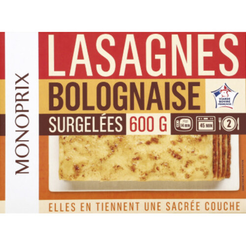 Monoprix Lasagnes bolognaise, surgelées 600g