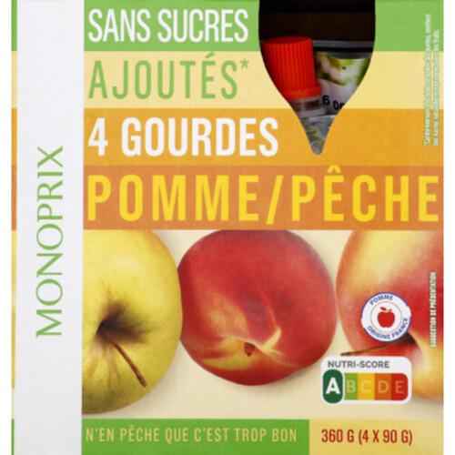 Monoprix Compote Gourde Pomme Pêche 4x90g