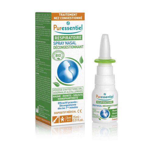 [Para] Puressentiel Respiratoire Spray Nasal Décongestionnant aux Huiles Essentielles Bio 15ml