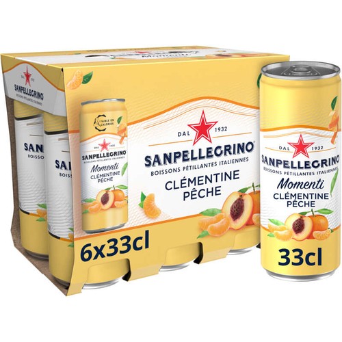 San Pellegrino Eau Gazeuse Aromatisée Clémentine Et Pêche 6x33cl