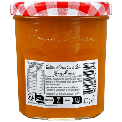 Bonne Maman Confiture abricots et pêches 370g