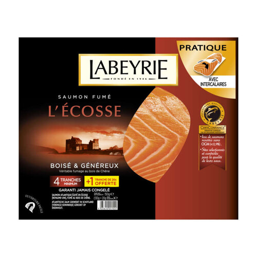 Labeyrie saumon fumé le boisé d'Ecosse x4tranches +1 offerte 150g