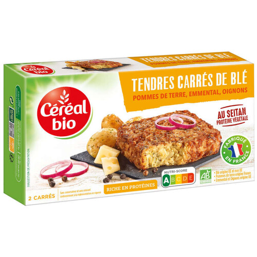 Cereal Bio Tendres Carrés De Blé, Pommes De Terre, Emmental, Oignons, Au Seitan, Bio 200g
