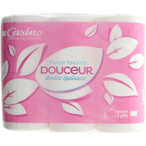 Casino Papier Toilette - Douceur - Double Épaisseur - Blanc - X6