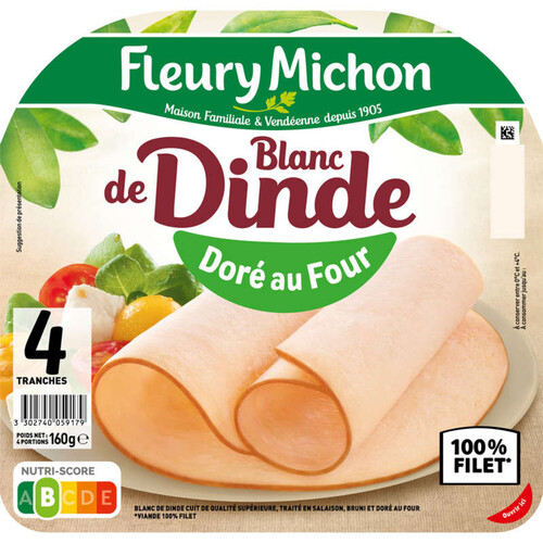 Fleury Michon Blanc de Dinde doré au four x4 Tranches 160g
