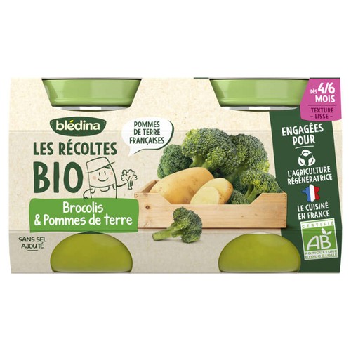 Blédina Brocoli et Pommes de Terre, Bio 2x130g