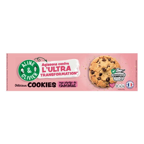 Aline & Olivier Cookies aux Pépites de chocolat Zéro ingrédient ultratransformé 170g