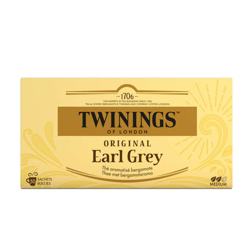 Twinnings Thé Original Earl Grey 50 Sachets 100g.