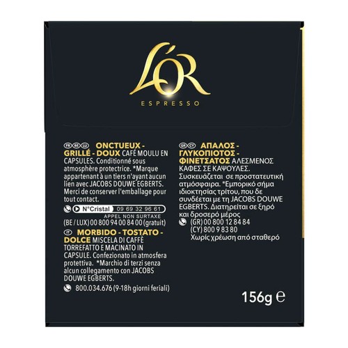 L'Or Espresso Delizioso café en capsules (intensite 5) x30 156g