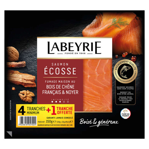 Labeyrie saumon fumé le boisé d'Ecosse x4tranches +1 offerte 150g