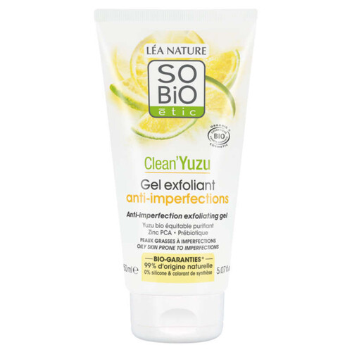 SO'Bio clean'yuzu gel exfoliant anti-imperfections peaux grasses 150ml