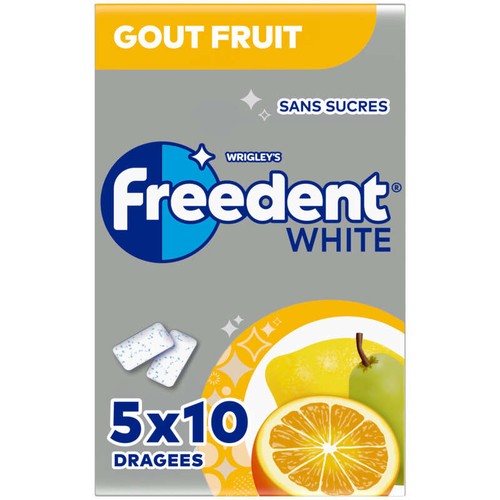 Freedent White Chewing-Gum Goût De Fruit Sans Sucres 70g