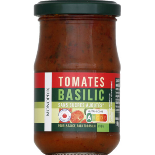 Monoprix Sauce tomate basilic sans sucres ajoutés 190g