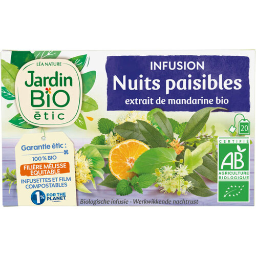 Jardin Bio Etic Infusion Nuits Paisibles Mandarine Bio Sachet X20 30G