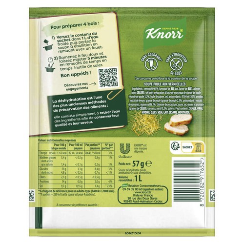 Knorr Soupe déshydratée poule aux vermicelles 57g
