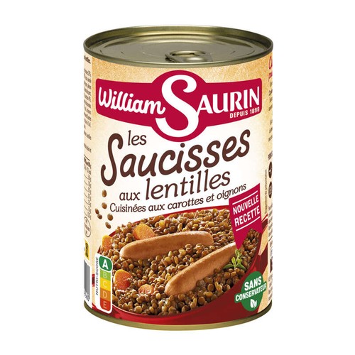 William Saurin Saucisses aux lentilles 420g