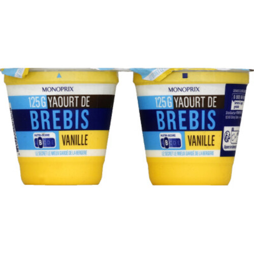 Monoprix yaourt de brebis vanille 2x125g