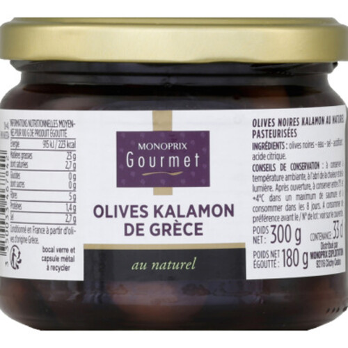 Monoprix Gourmet Olives Kalamon de Grèce au naturel 180g
