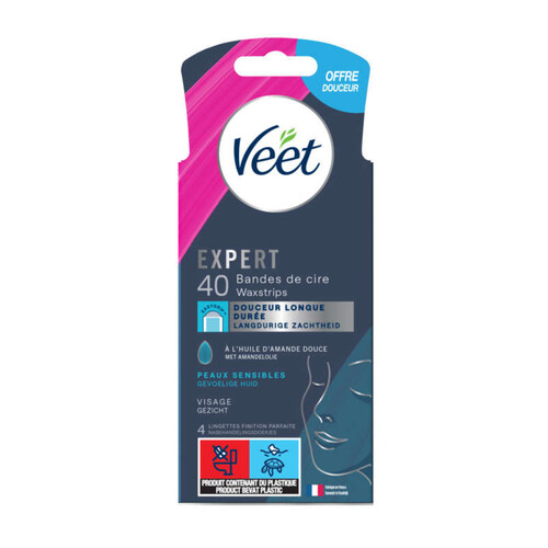 Veet expert bandes visage peaux sensibles x40