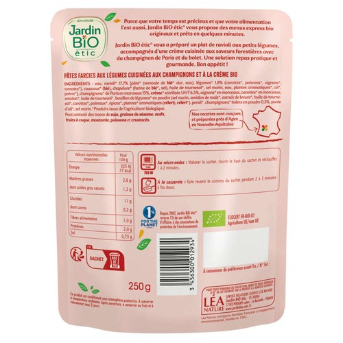 Jardin Bio Raviolis Champignons 250g