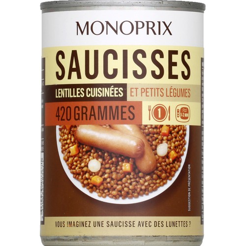 Monoprix Saucisses lentilles 420g
