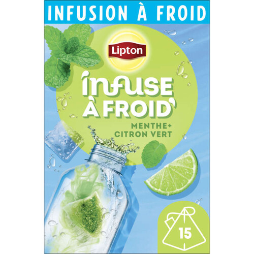 Lipton Infuse à Froid Menthe & Citron Vert x15 Sachets 35g