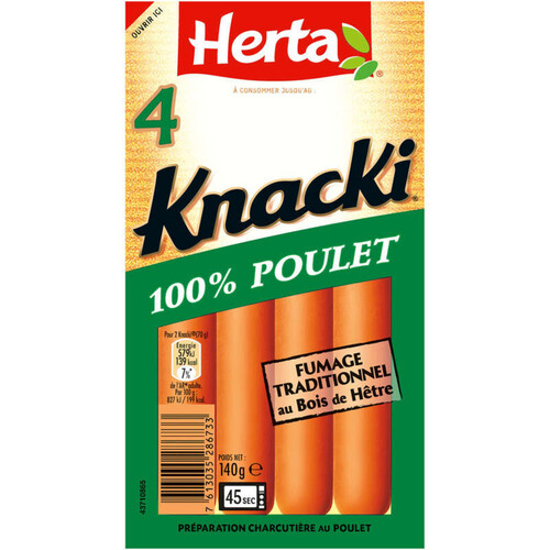 Herta Knacki saucisses 100% poulet x4