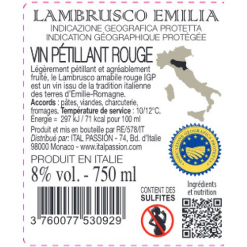Andrea Berro Lambrusco Doux Rouge 75cl