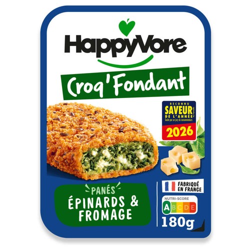 Happyvore Croq'Fondant Panés Epinards & Fromage 180g