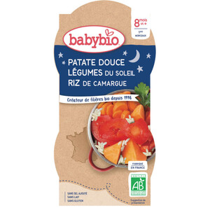 Babybio Patate douce Légumes du Soleil & Riz de Camargue 2x200g
