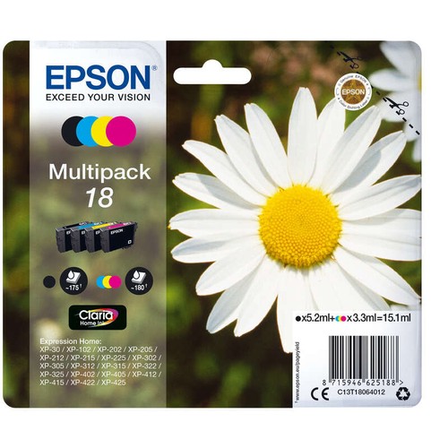 Epson Cartouches D'Encres Noire Et Couleurs N°T1806