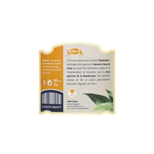 Damoiseau Rhum Arrangé Mangue Passion Avec Fruits 30° Bouteille 70Cl