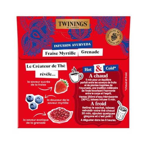 Twinings Infusion Ayurveda Fraise Myrtille Grenade 32g