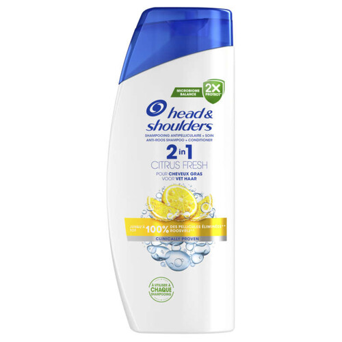 Head & Shoulders citrus fresh 2 en 1 shampoing antipelliculaire cheveux gras 625ml