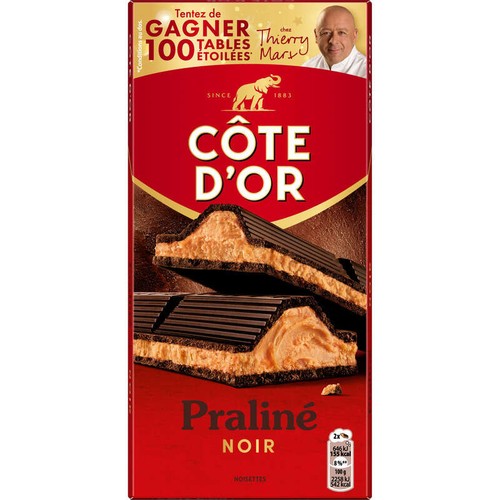 Côte d'Or Tablette Chocolat Noir fourré Praliné 200g