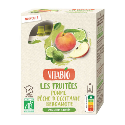 [Par Naturalia] Vitabio Compote Gourde Pomme Pêche d'Occitanie Bergamote 4x120g