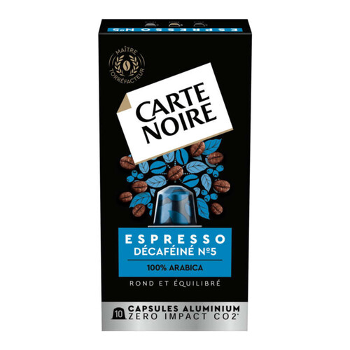 Carte noire 10 capsules alu espresso décaféiné n°5 - 57g