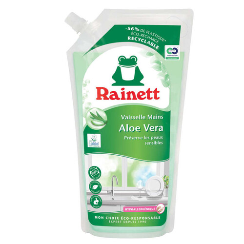 Rainett Recharge Liquide Vaisselle Mains Ecologique à l'Aloe Vera 1L