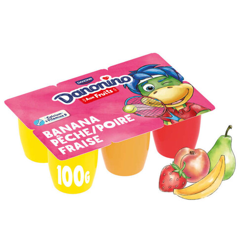 Danonino Petits suisses Fraise Banane Pêche/Poire 6x100g