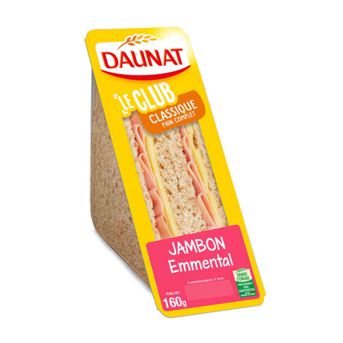 Daunat Sandwich le club classique jambon emmental 160g