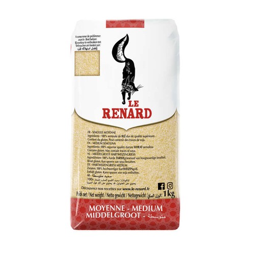 Le Renard Semoule De Blé Dur Qualité Supérieure Moyenne 1Kg