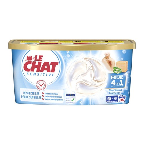 Le Chat Discs Savon de Marseille Aloe Vera x35 Lavages