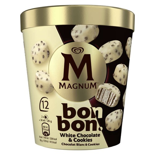 Magnum Glace Bonbon Chocolat Blanc & Cookies x12 168g