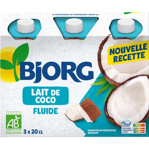 Bjorg Lait De Coco Fluide, Pauvre En Sel Bio 3x200ml