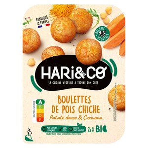 HARI&CO Boulettes De Pois Chiches Bio Patate Douce Curcuma, Protéine Végétale 180g