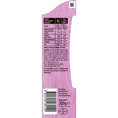 Fleury Michon Chili Con Carne Et Riz 300g