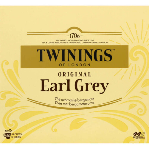 Twinnings Thé Original Earl Grey 50 Sachets 100g.