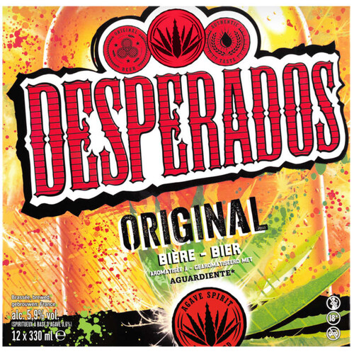 Desperados Original Bière aromatisée à un spiritueux à base d'agave 12X33cl